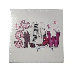 5x5" Snowman Christmas Sign, Winter Home & Office Wood Decor - Let It Snow